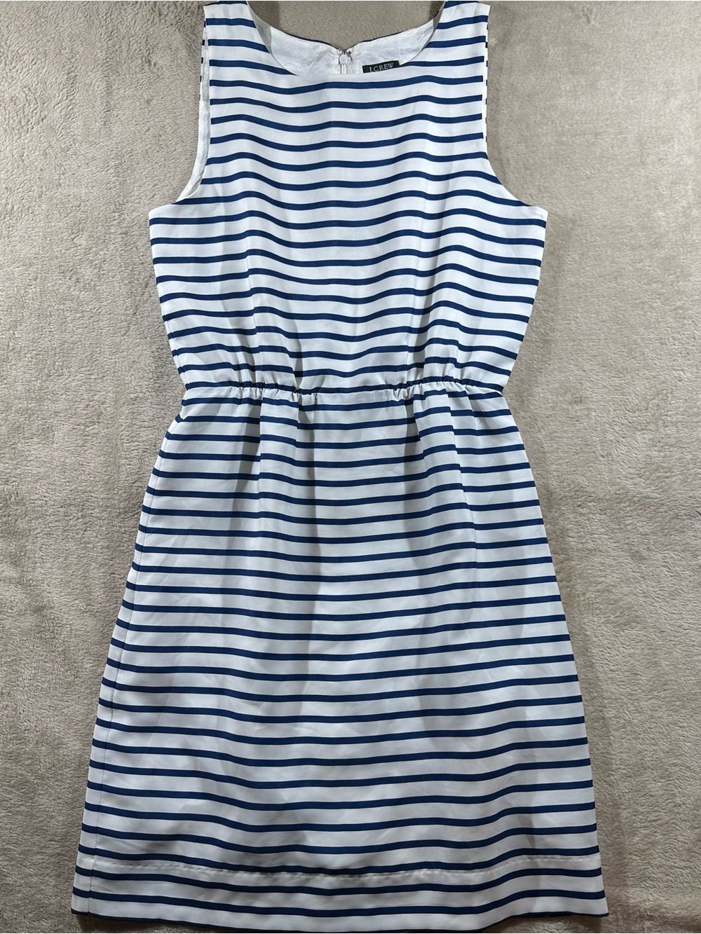 J. Crew White Dress with Navy Stripes